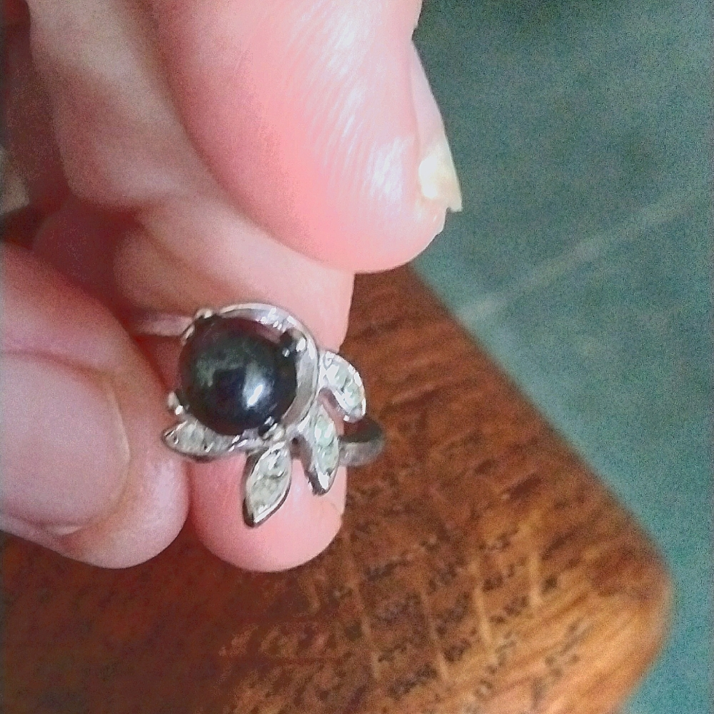Vintage Onyx and CZ cocktail ring
